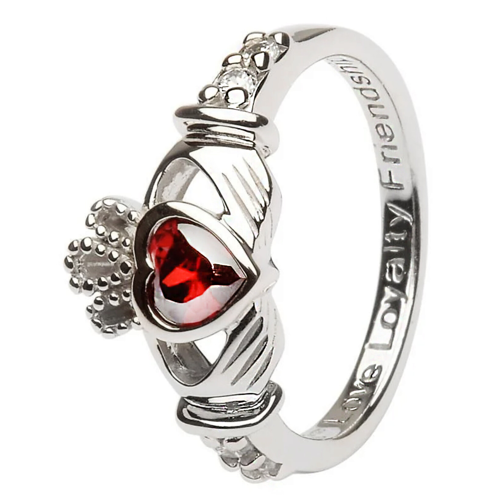 Shanore S/S January Birthstone Claddagh Ring