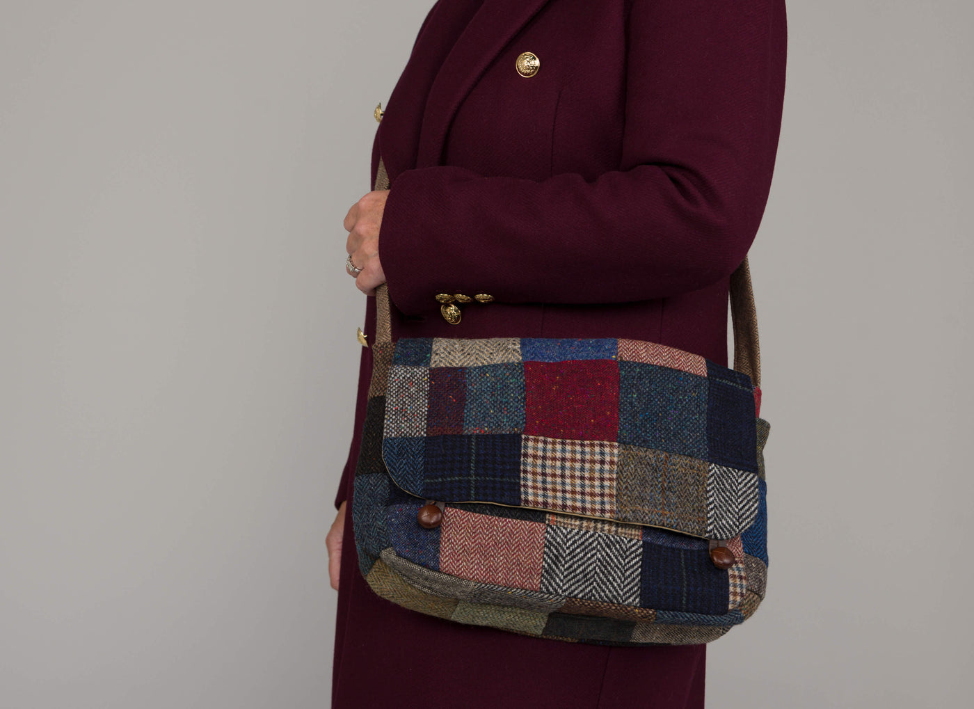 Hanna Hats Donegal Tweed Patchwork Satchel Bag
