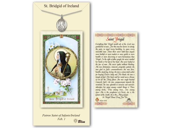 Bliss Pewter Medal on Prayer Card St. Brigid