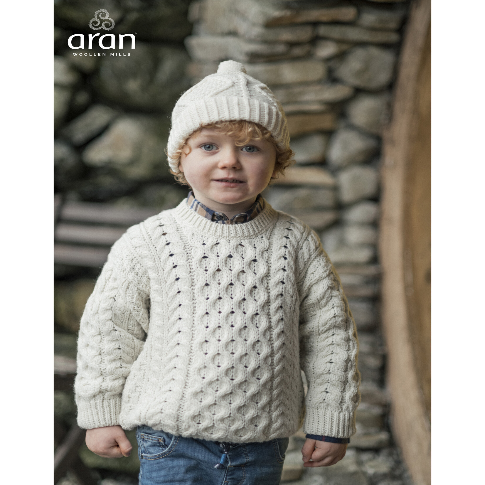 Aran Woollen Mills Child Aran Supersoft Wool Crewneck Sweater