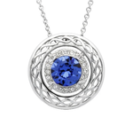 Shanore SS Swarovski Sapphire/White Celtic Halo Necklace