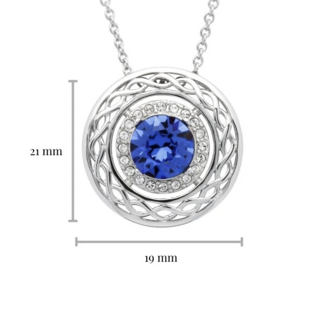 Shanore SS Swarovski Sapphire/White Celtic Halo Necklace