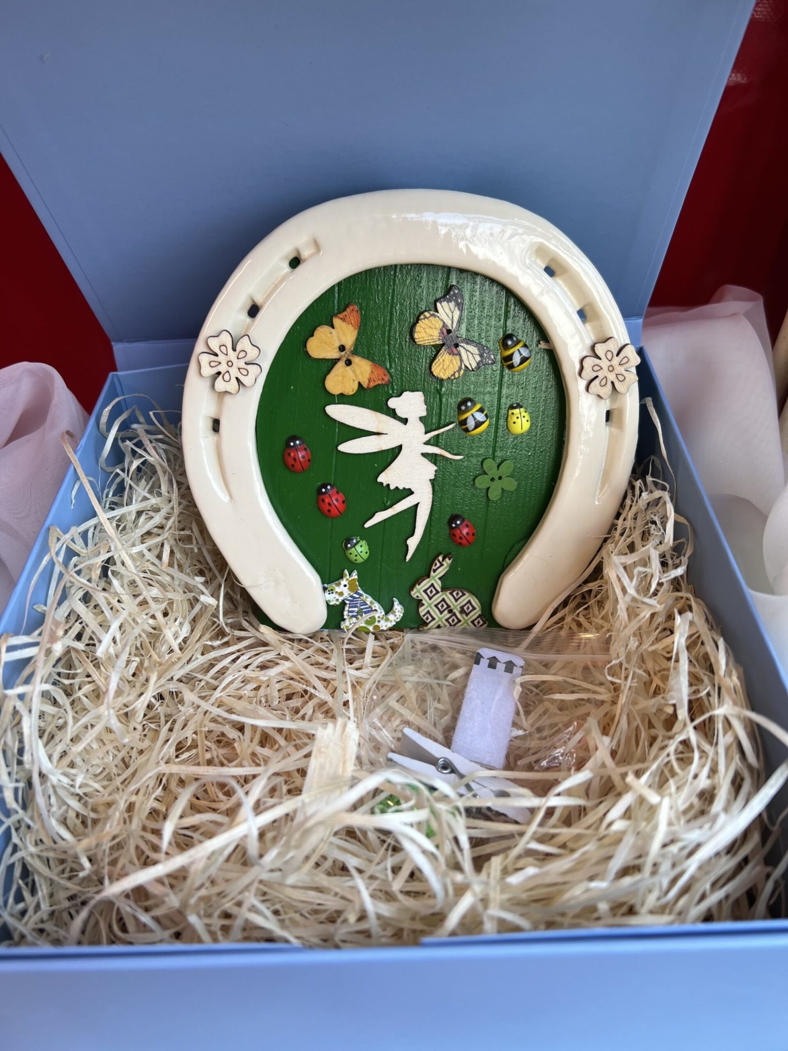 Biddy's Good Luck Horseshoes Fairy Door Horseshoe: Green