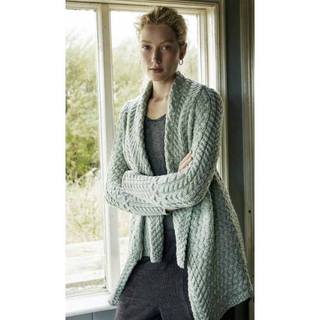 IrelandsEye Knitwear Glenross Waterfall Cardigan: Sage