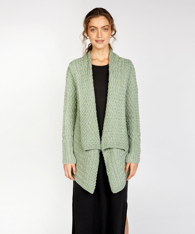 IrelandsEye Knitwear Glenross Waterfall Cardigan: Sage