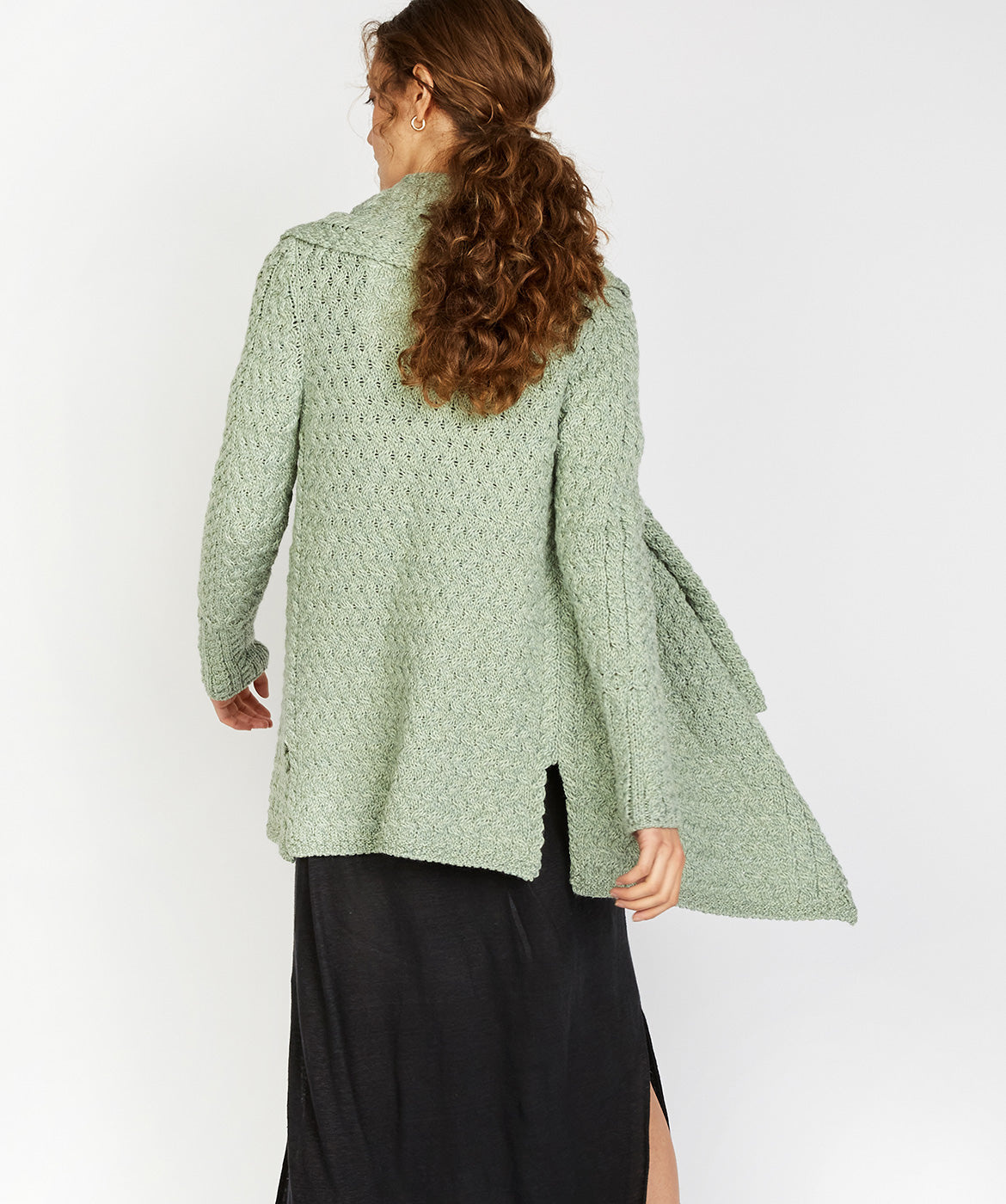IrelandsEye Knitwear Glenross Waterfall Cardigan: Sage