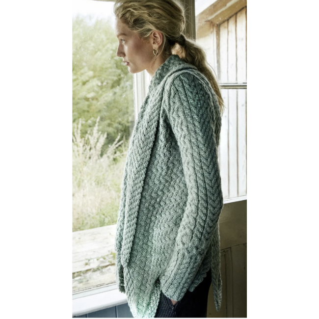 IrelandsEye Knitwear Glenross Waterfall Cardigan: Sage