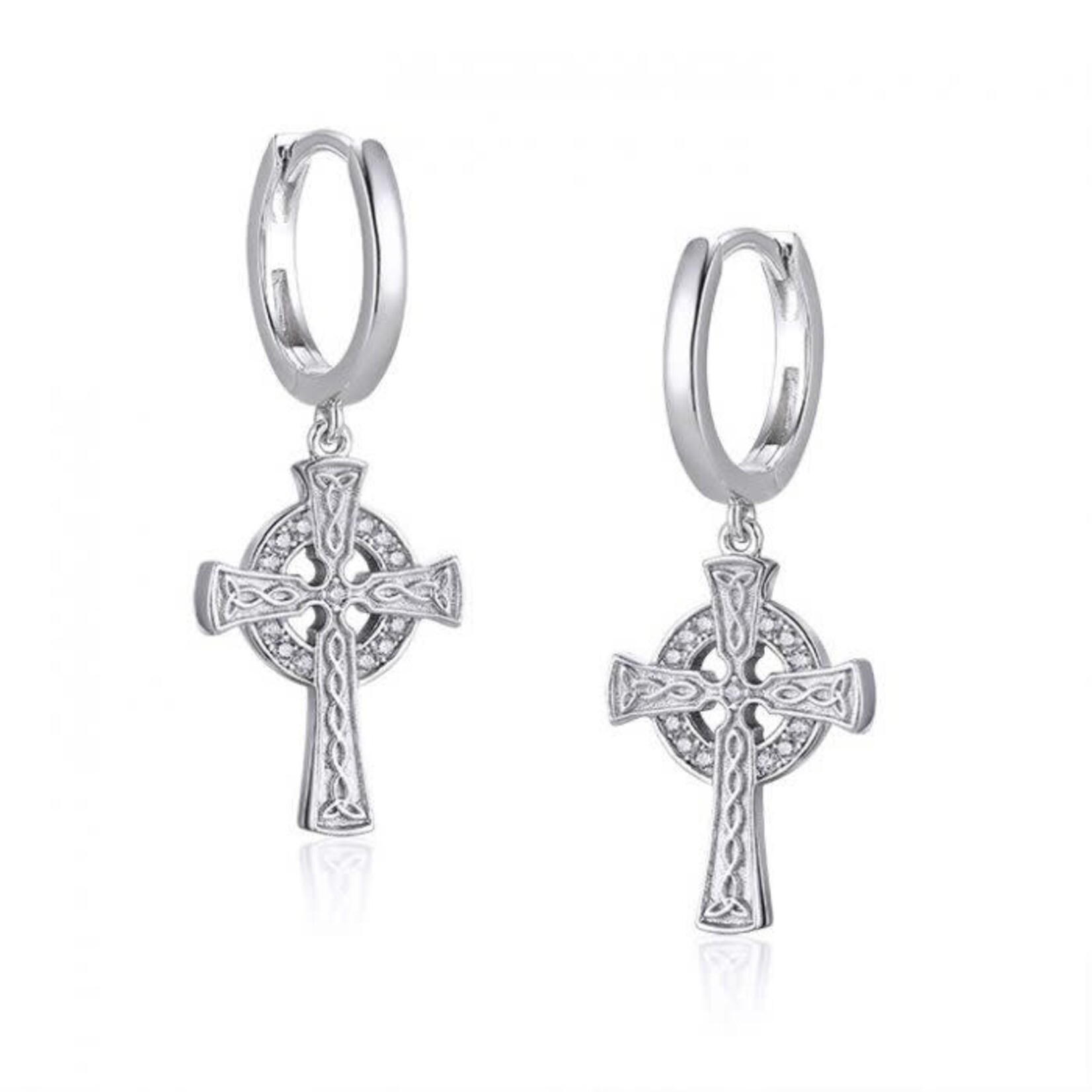 Boru Jewelry S/S Celtic Cross Earrings w/ CZ