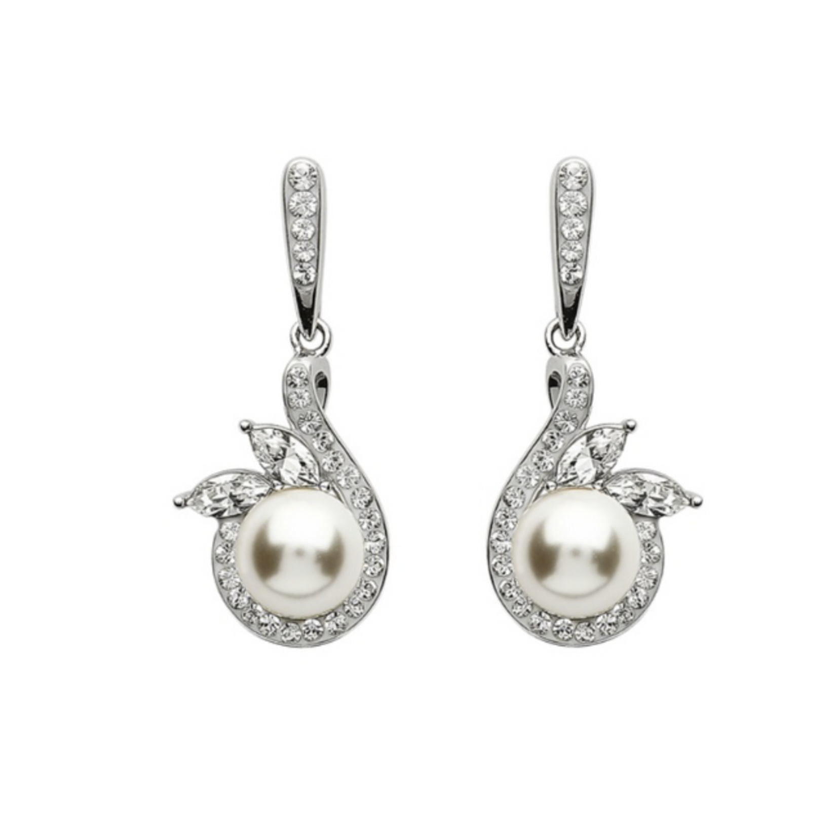 Shanore S/S Swarovski/Pearl Swan Drop Earrings