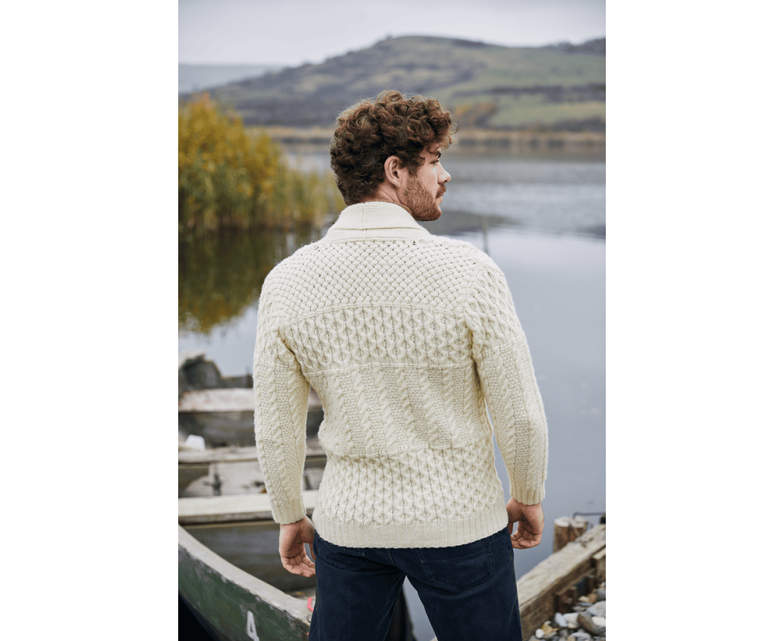 SAOL Cable Shawl-Collar Natural Cardigan