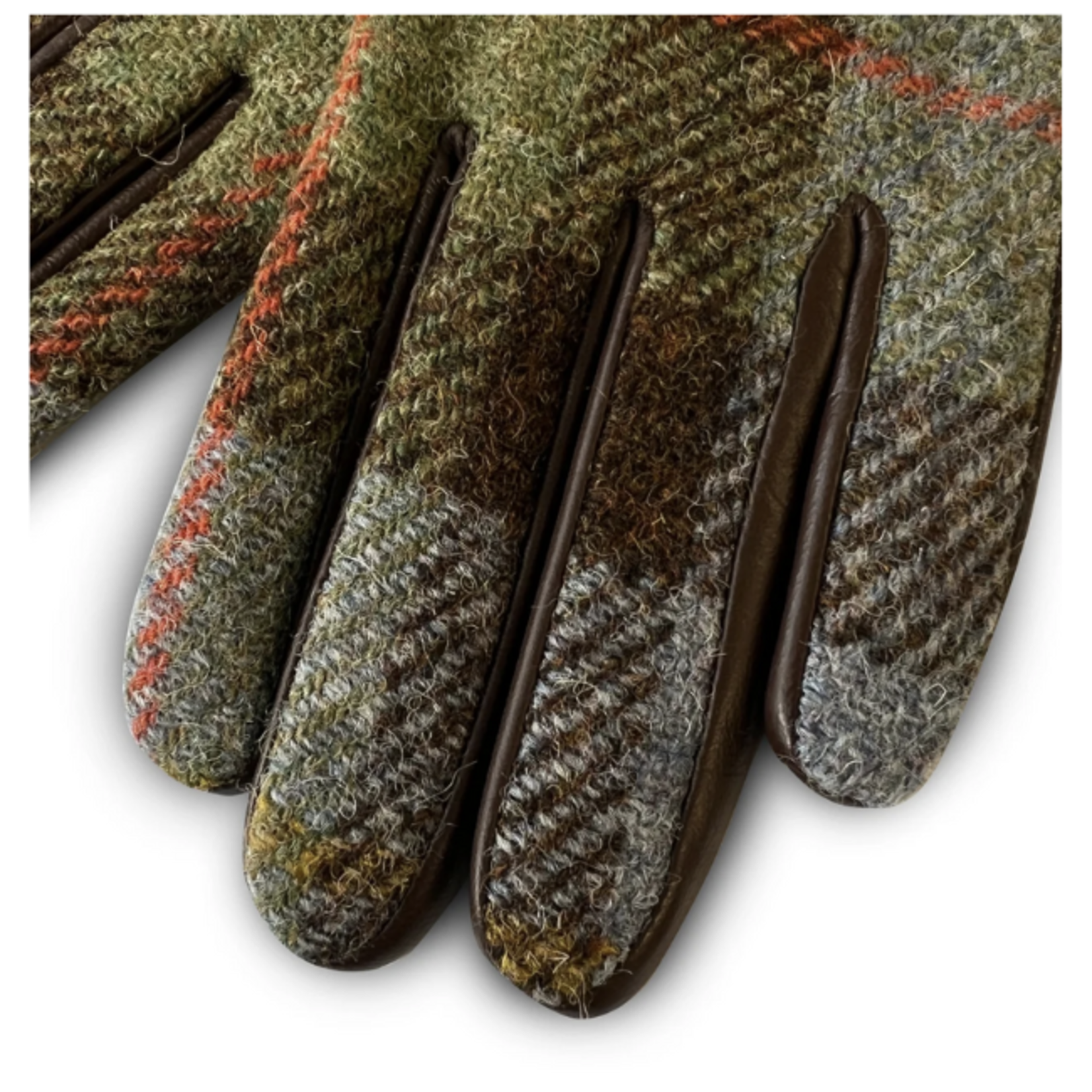 Islander Womens Tweed & Leather Gloves: Blue Chestnut