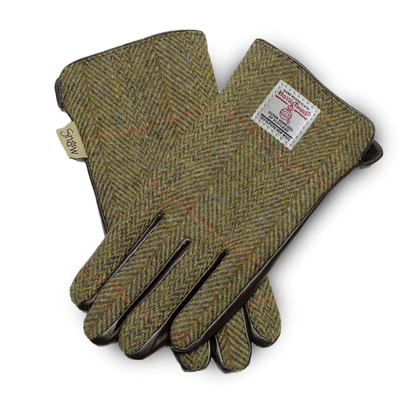 Islander Men's Tweed & Leather Gloves: Chestnut Herringbone