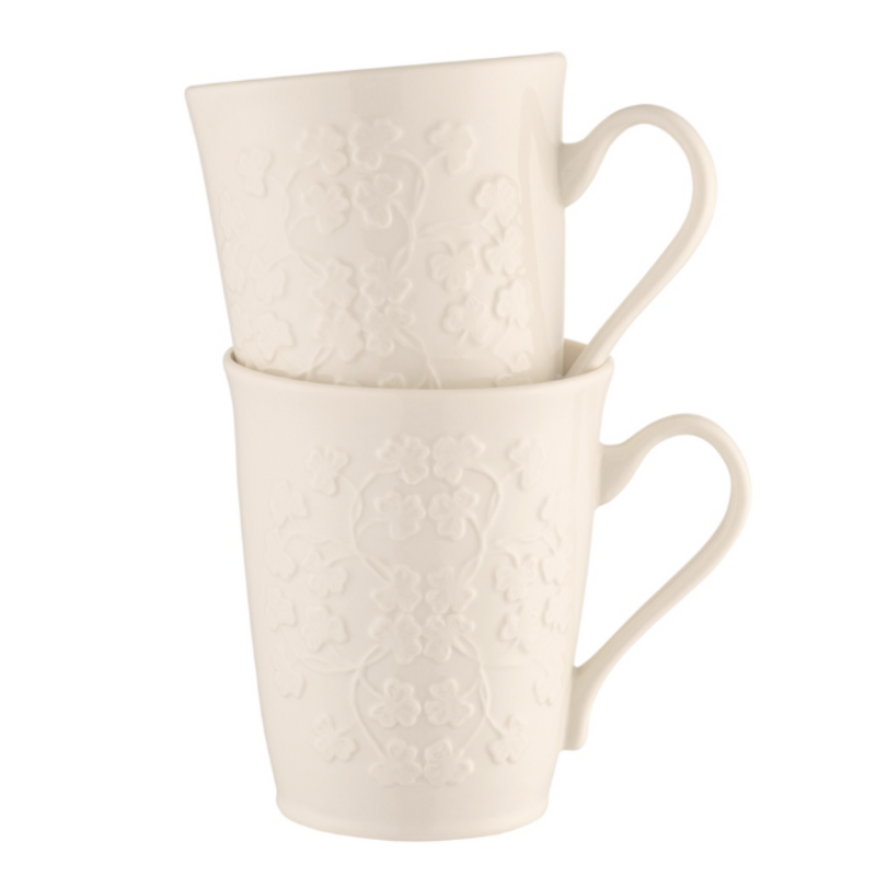 Belleek Fields of Shamrocks Set of 2 Mugs