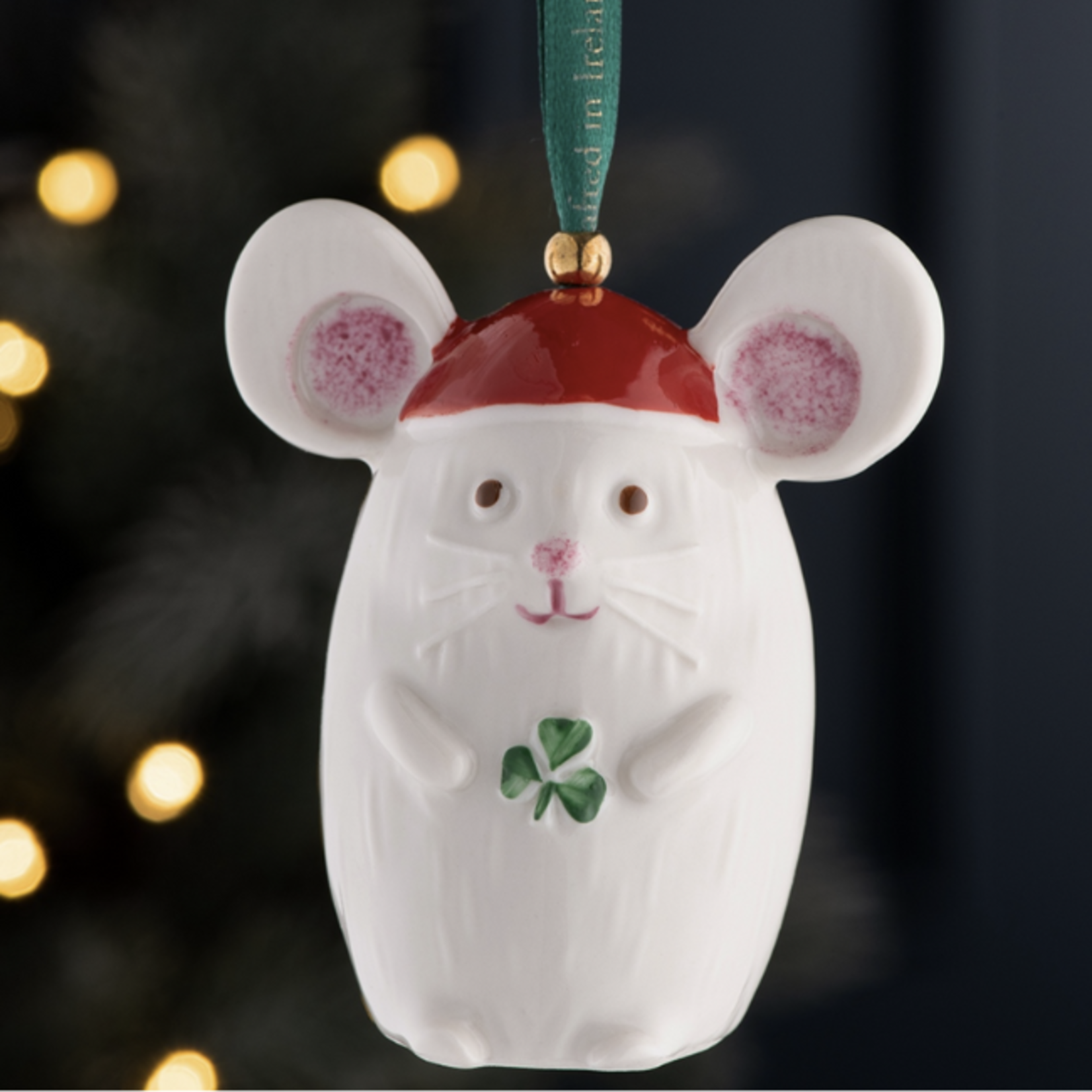 Belleek Not a Creature Stirring Mouse Ornament by Belleek