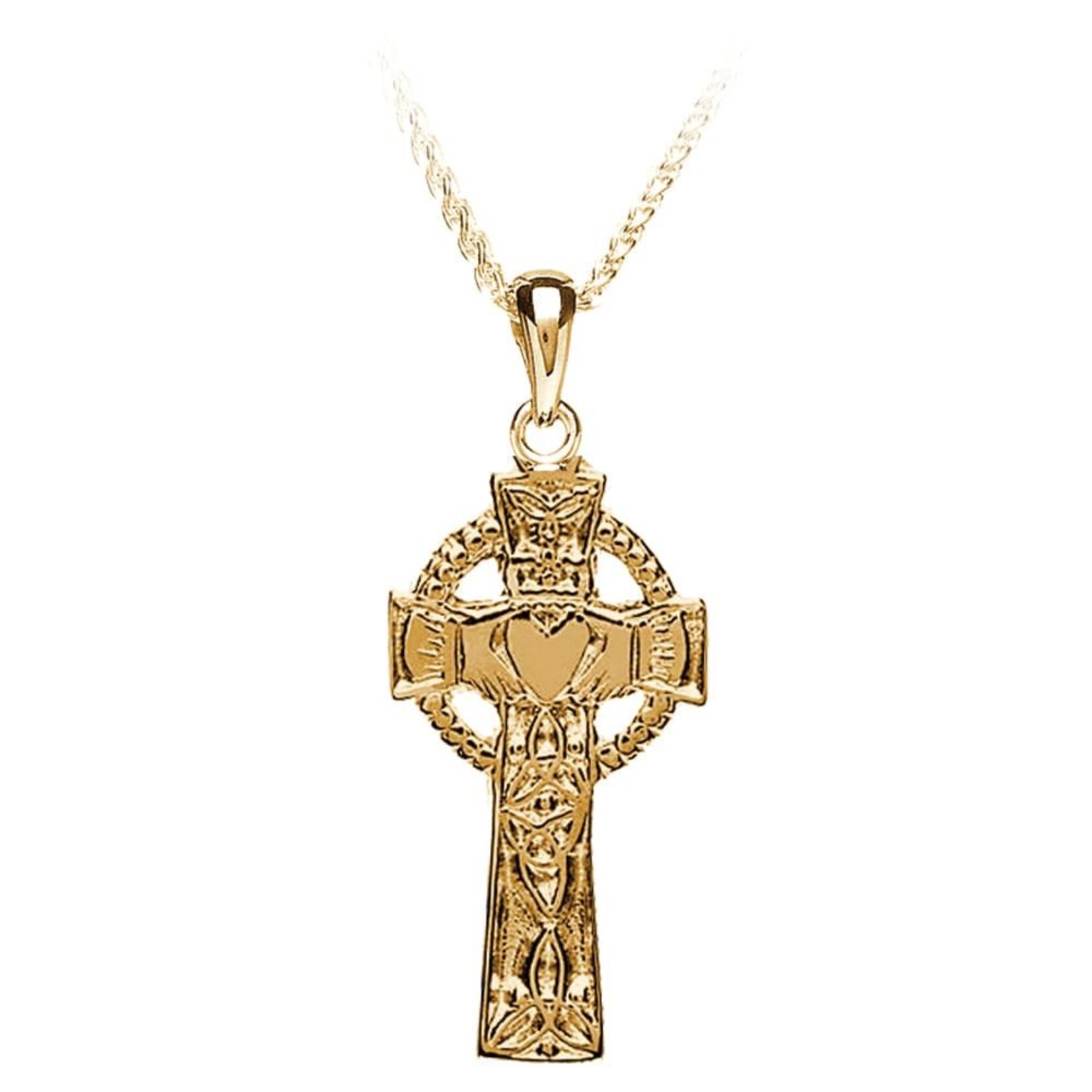 Boru Jewelry 10k Gold Claddagh/Trinity Celtic Cross Necklace