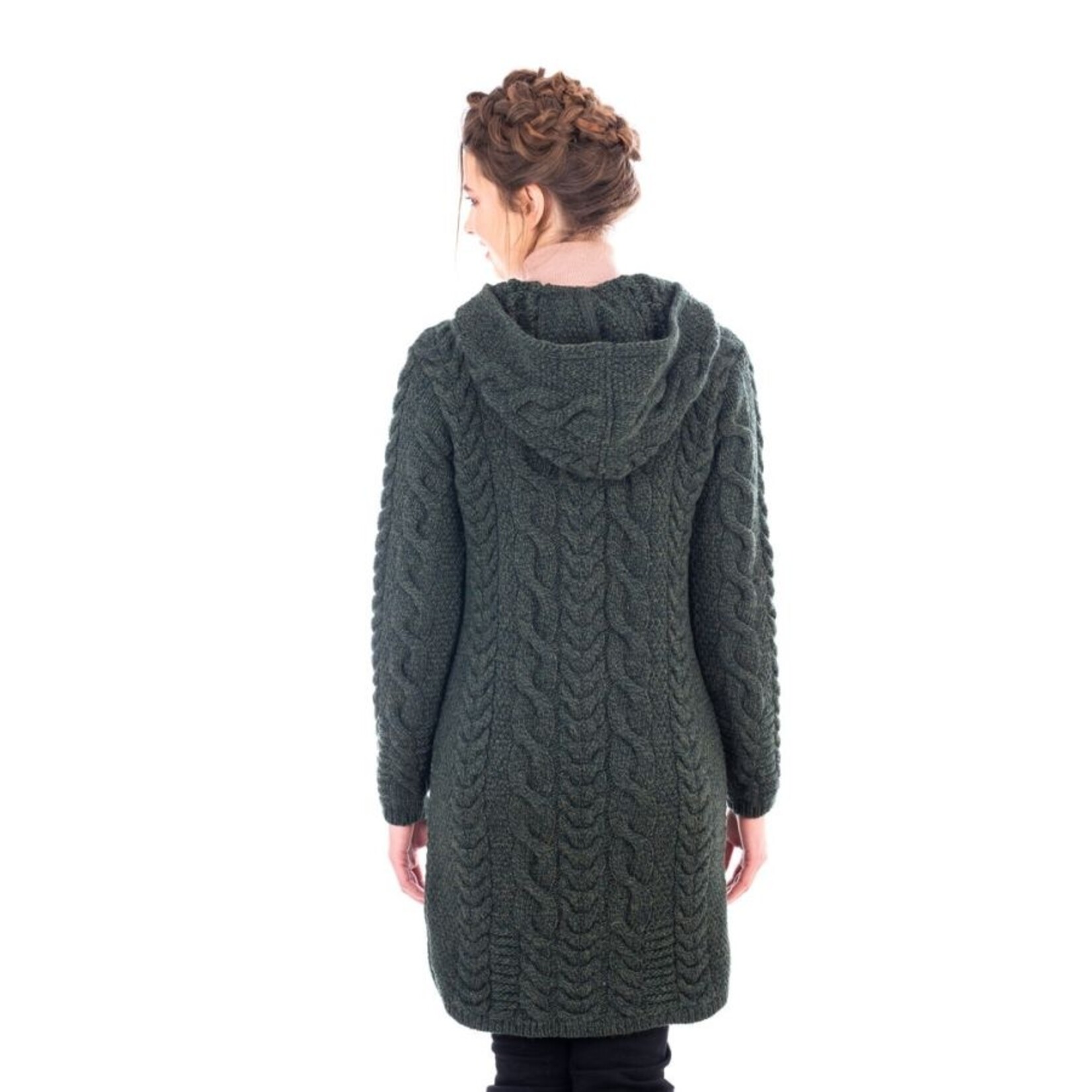 SAOL Celtic Aran Zip-up Wool Hooded Jacket