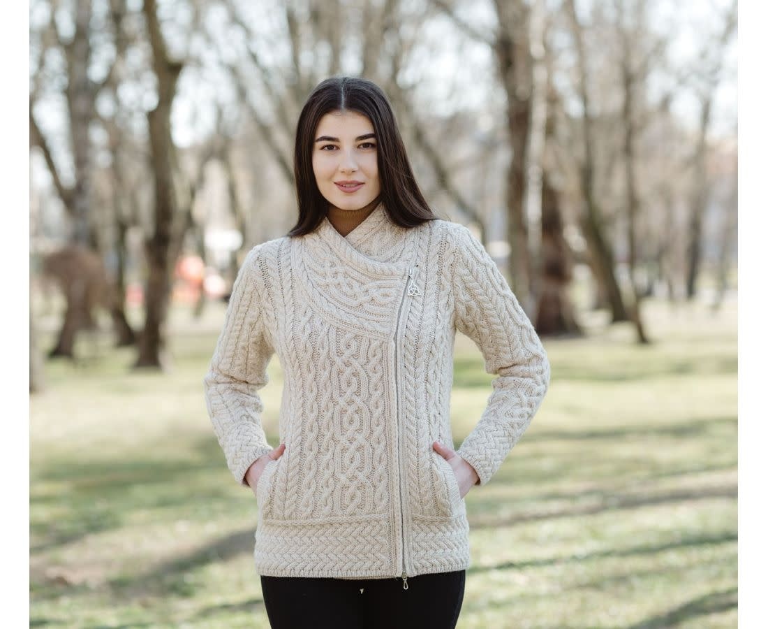 SAOL Wool Celtic Side Zip-up Parsnip