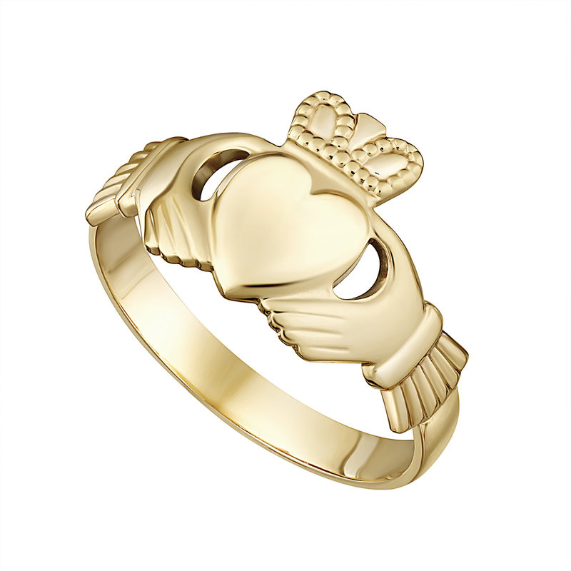 10k Gold Mens Claddagh Ring Celtic Aer   Solvar 10k Gold Mens Claddagh Ring 