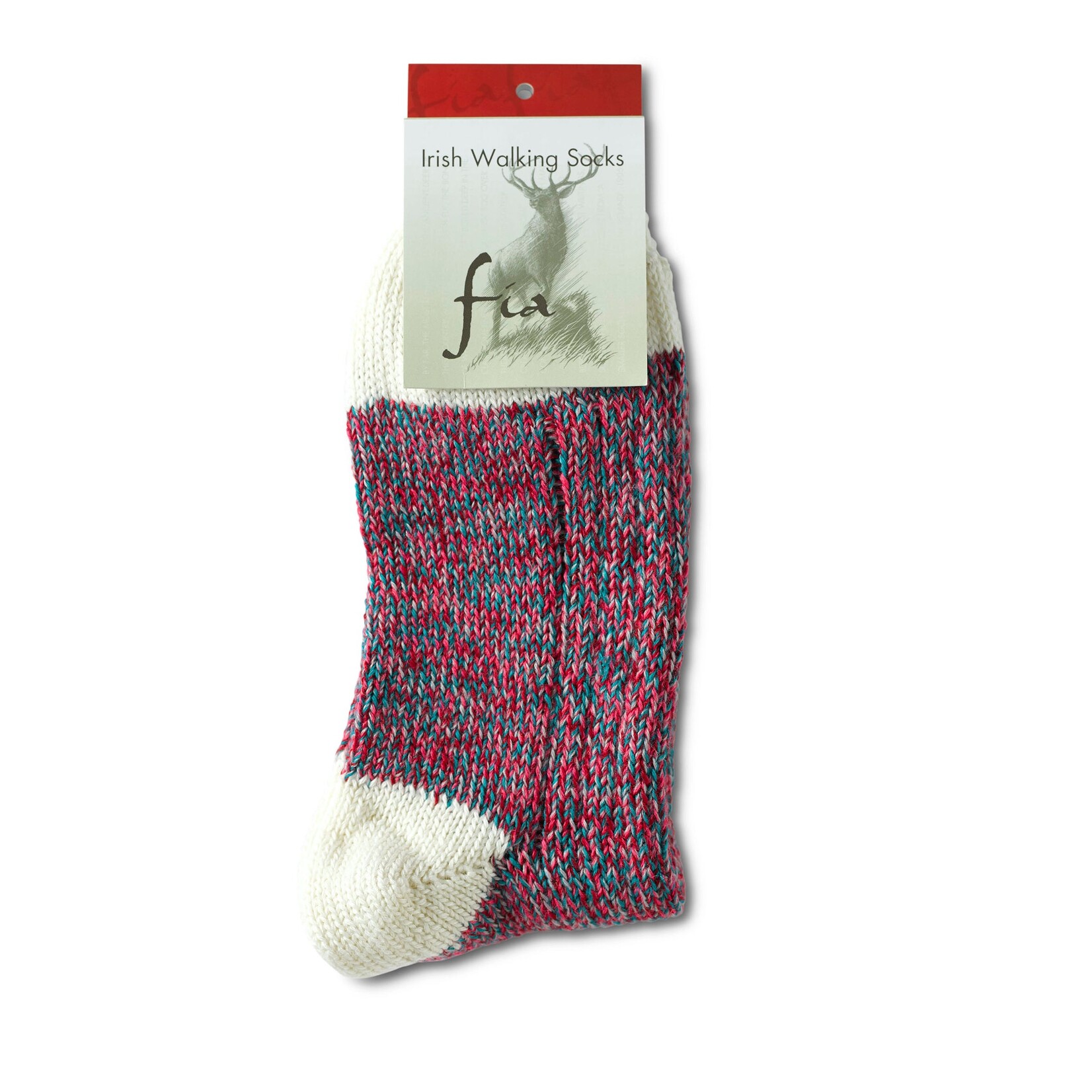 Fia Wool Walking Socks with White Top:  Large
