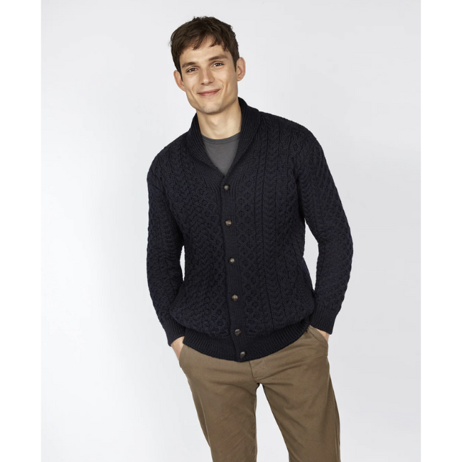 IrelandsEye Knitwear Woodford Navy Wool Cardigan
