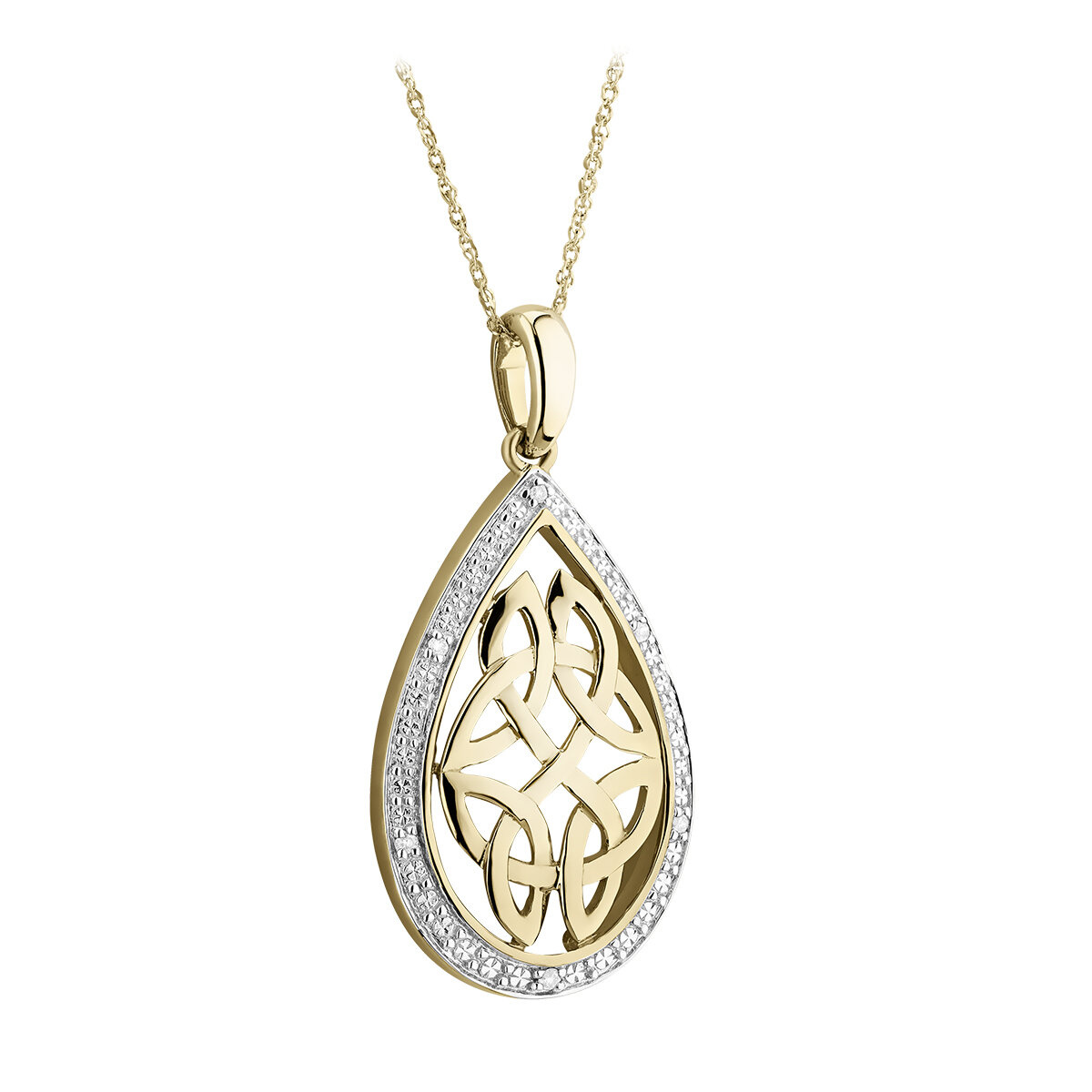 Lab Emerald Celtic Trinity Heart Necklace - 14K White Gold |JewelsForMe