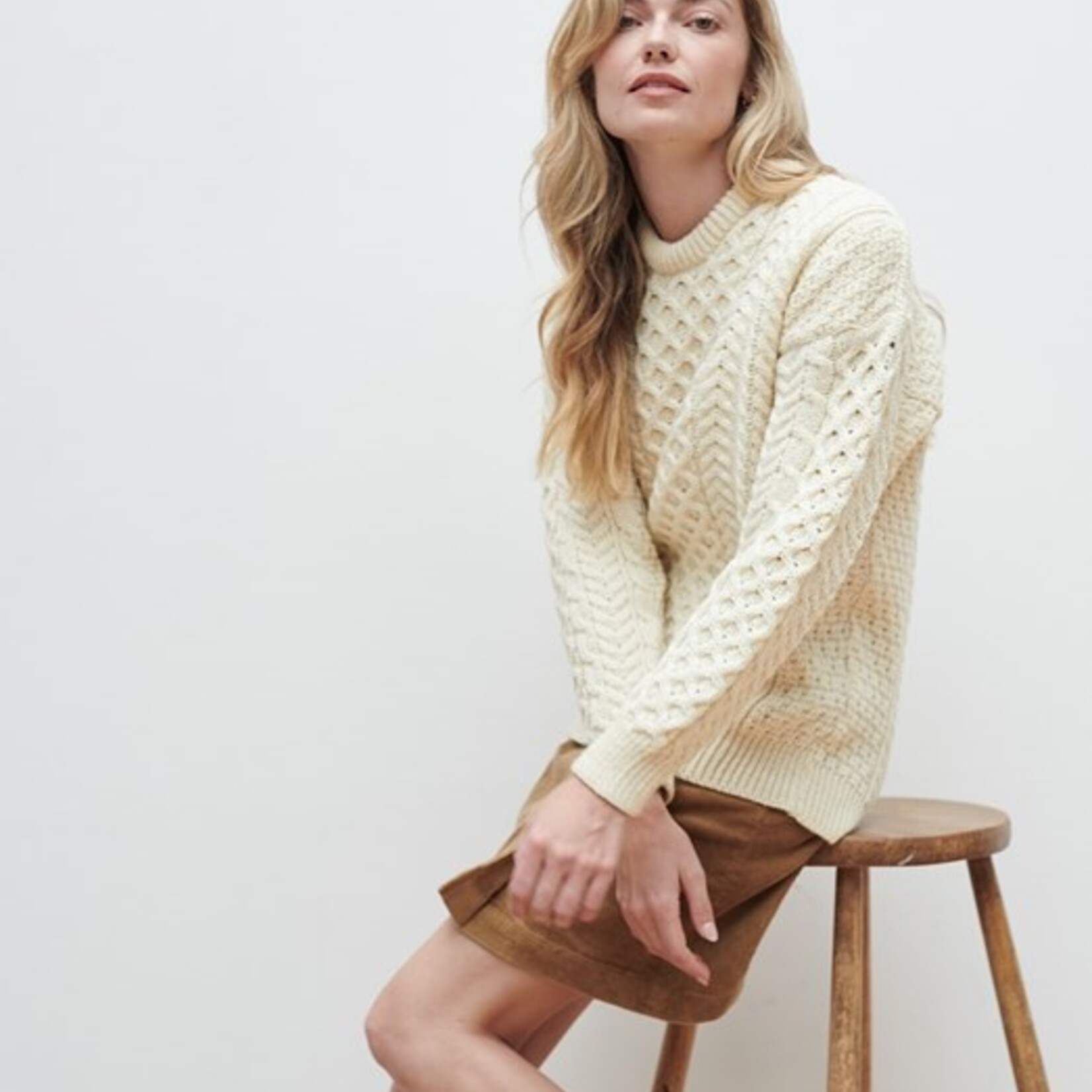 Buy Traditional Aran Sweater 100% Pure New Wool Bottle Green