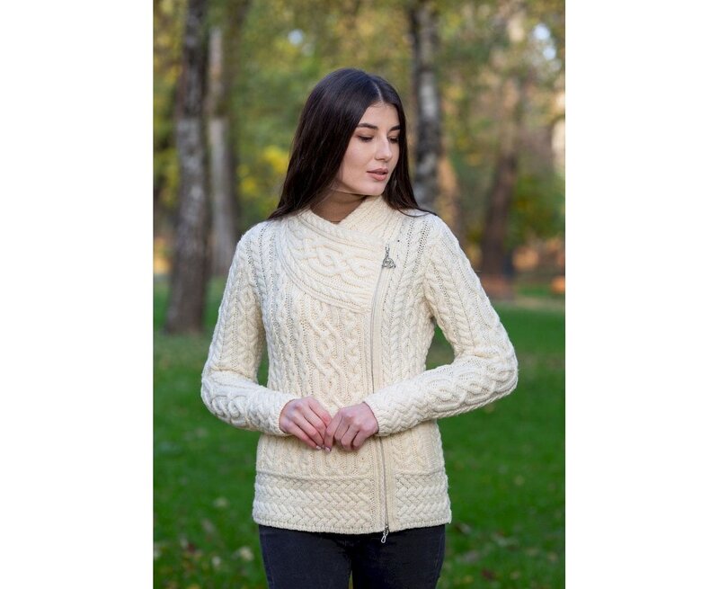 SAOL Wool Celtic Side Zip-up Parsnip
