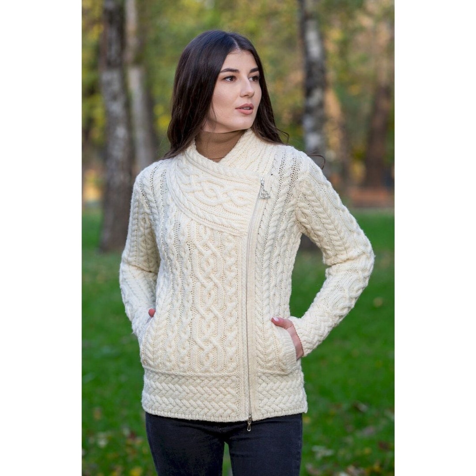 Cable Knit Side Zip Cardigan, SAOL