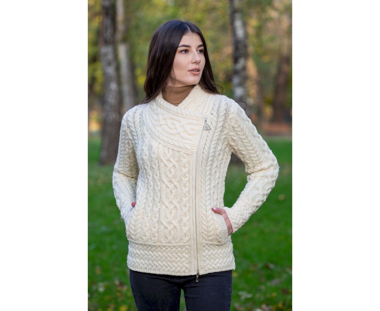 SAOL Wool Celtic Side Zip-up Parsnip