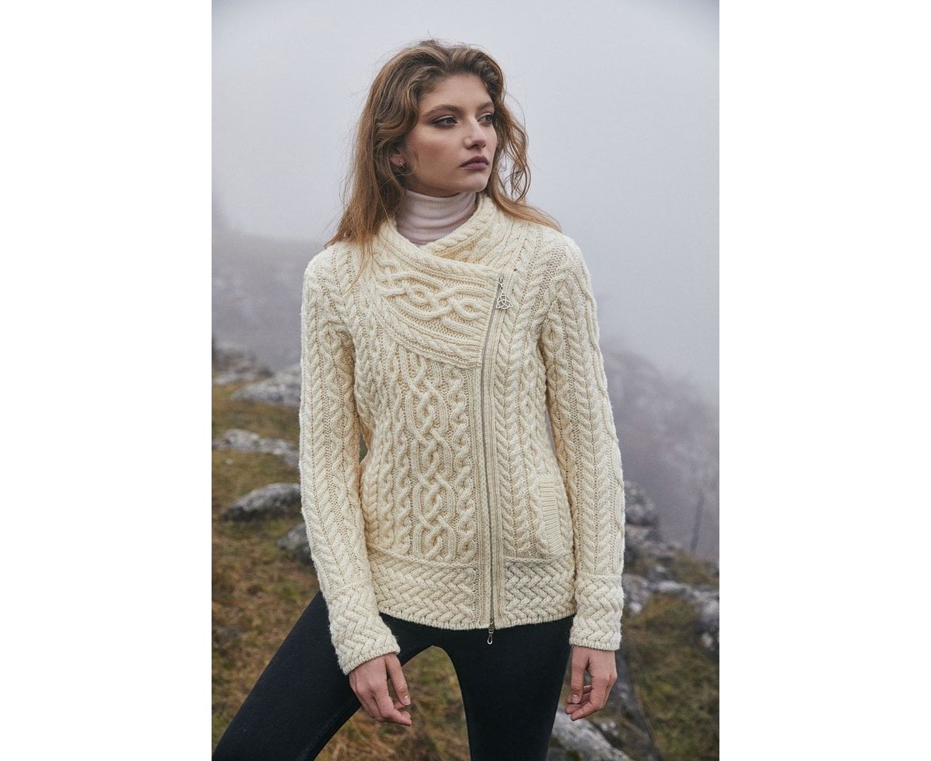 SAOL Wool Celtic Side Zip-up Parsnip
