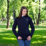 SAOL Celtic Wool Side Zip-up: Navy