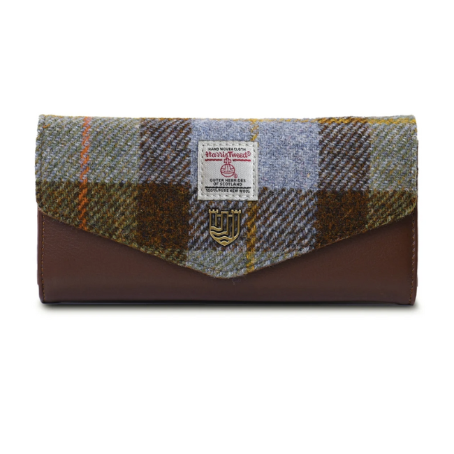 Islander Leather & Tweed Wallet: Blue Chestnut