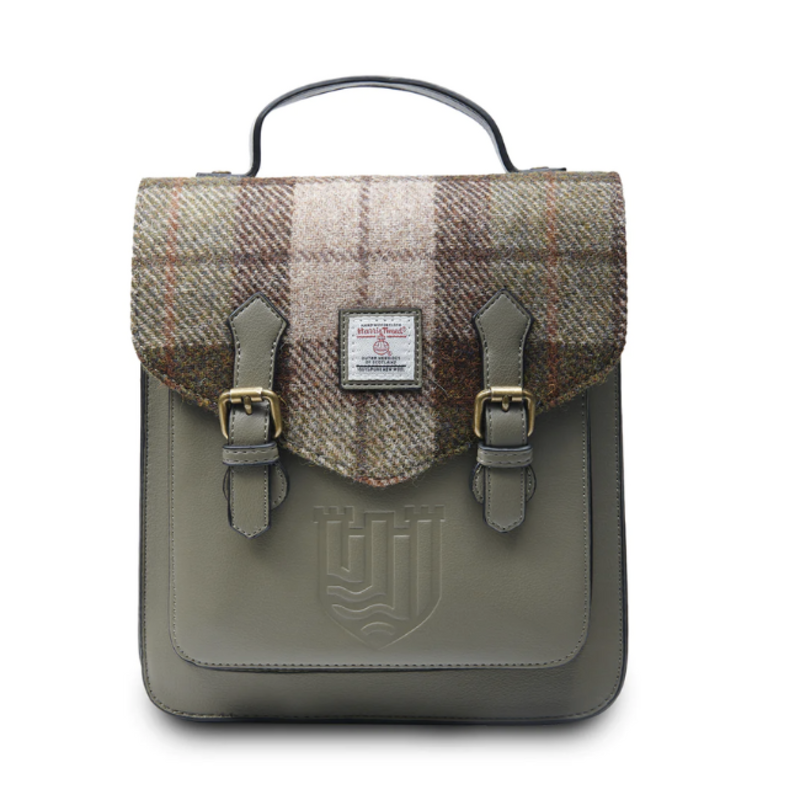 Islander Calton Leather & Tweed Backpack: Chestnut Tartan