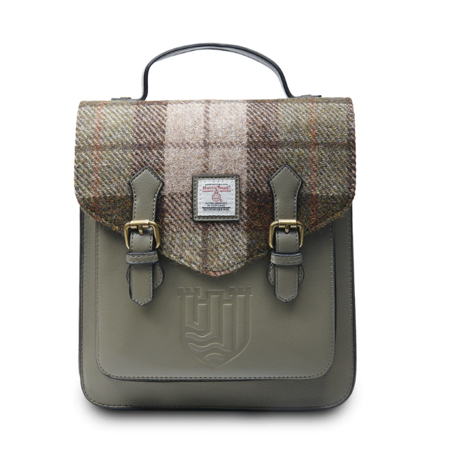 Islander Calton Leather & Tweed Backpack: Chestnut Tartan