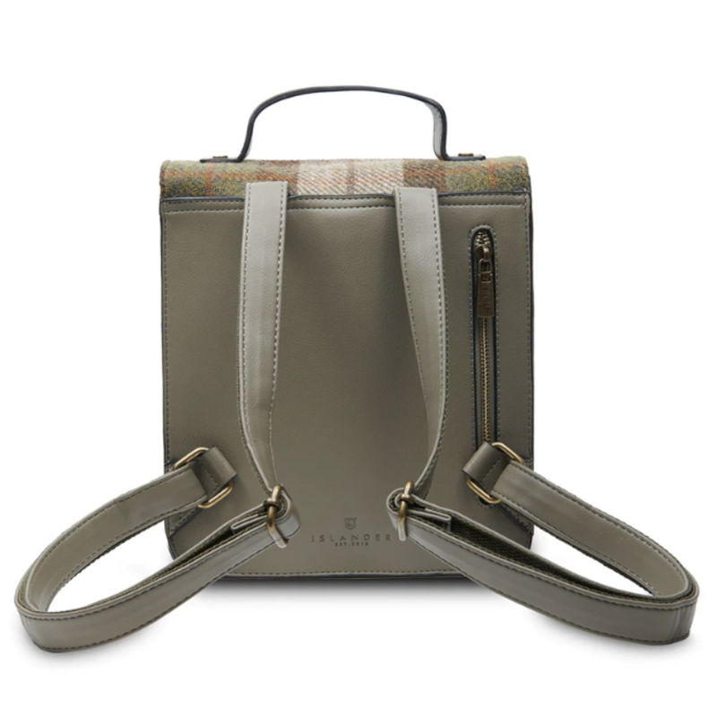 Islander Calton Leather & Tweed Backpack: Chestnut Tartan