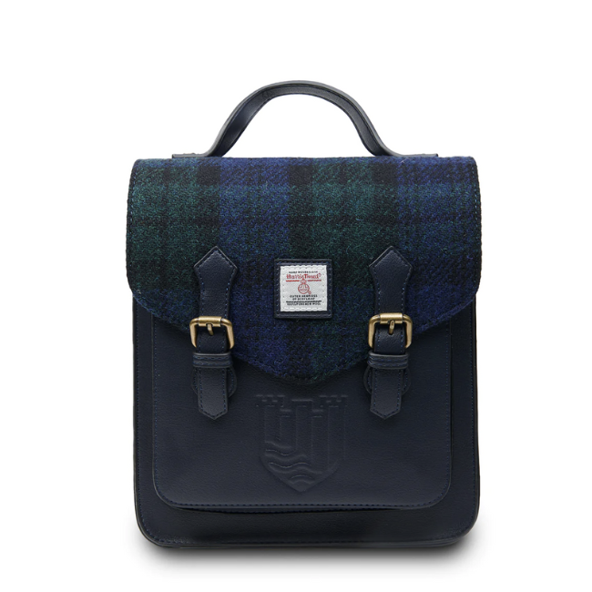 Islander Calton Leather & Tweed Backpack: Blackwatch