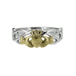 Facet Silver and 10k Gold Unity Claddagh Ring