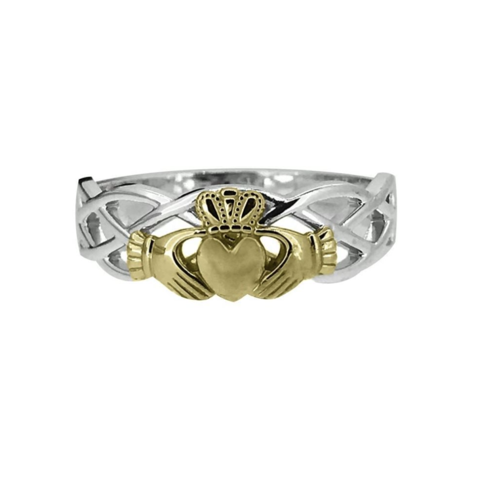 Facet Silver and 10k Gold Unity Claddagh Ring
