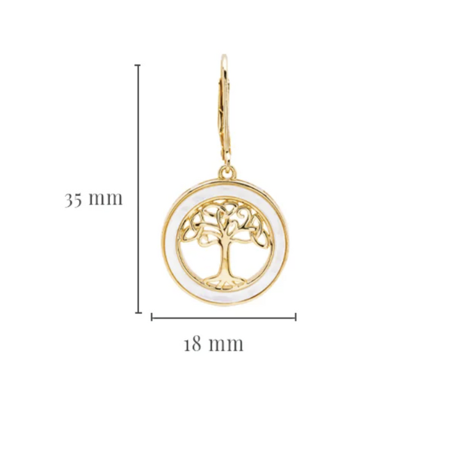 14 kt Gold Verm. Tree of Life Earrings w/ Mother of Pearl