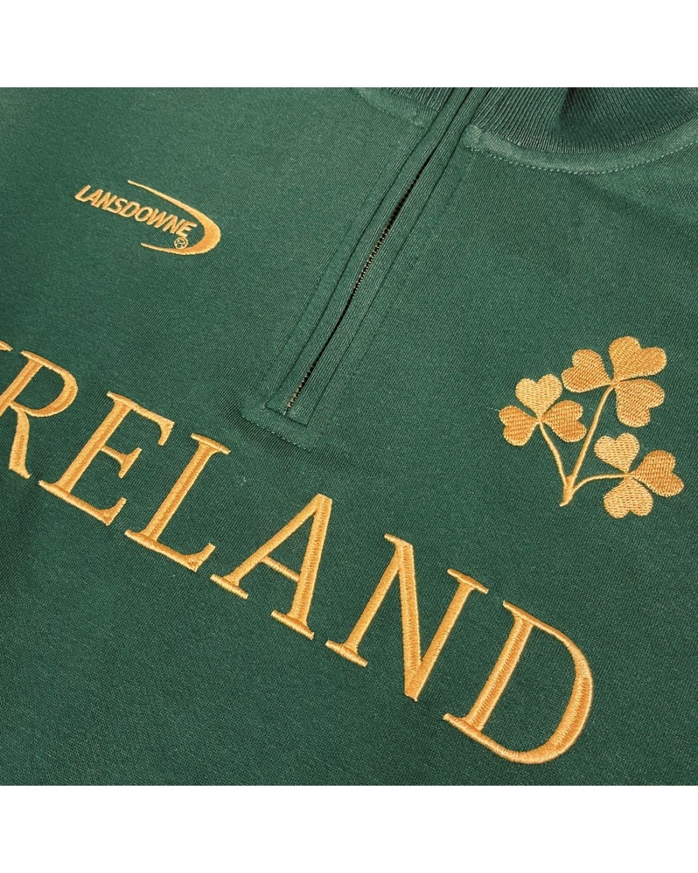 Traditional Craftwear Green Ireland Half-zip with Shamrock Badge