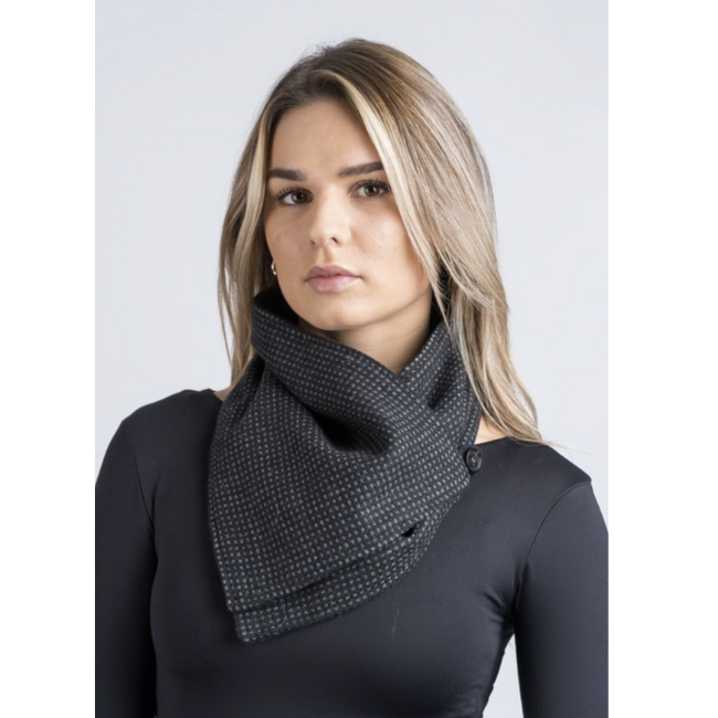 Celtic Tweeds Black Check Tweed Collar w/ Rev. Velvet