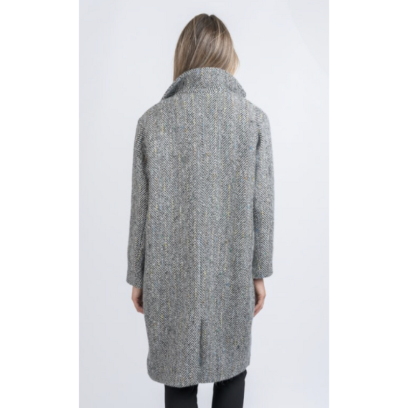 Celtic Tweeds Black & White Tweed Herringbone Coat: