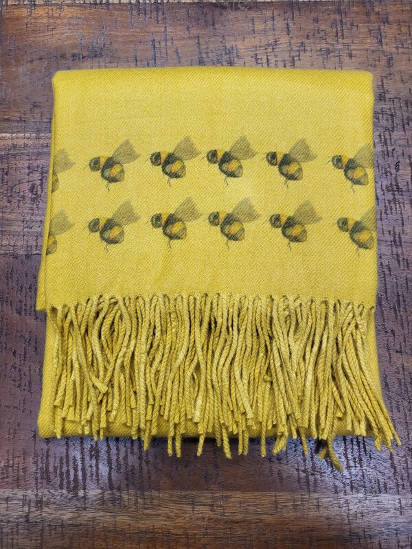 Art on Scarves Cashmere Bee Scarf: Saffron