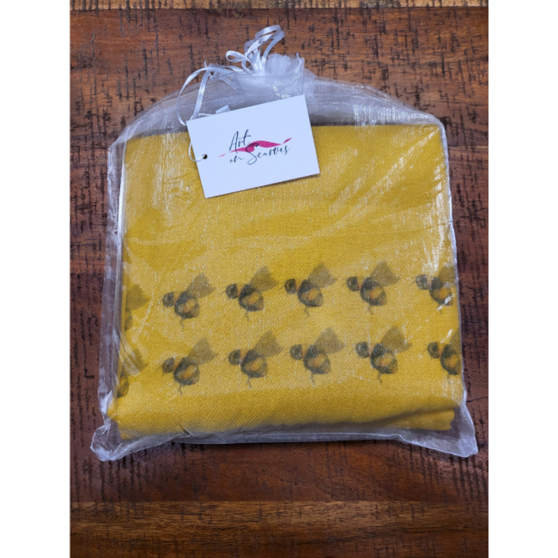 Art on Scarves Cashmere Bee Scarf: Saffron