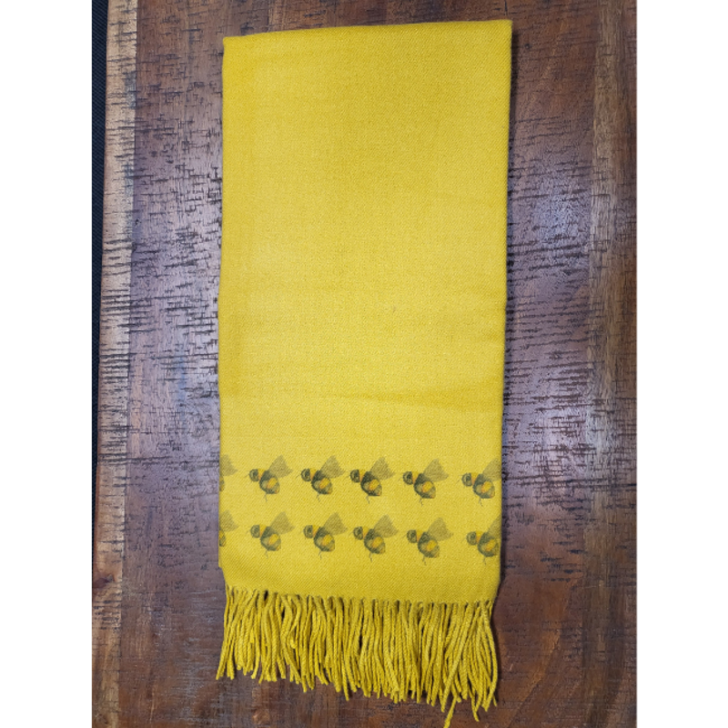 Art on Scarves Cashmere Bee Scarf: Saffron