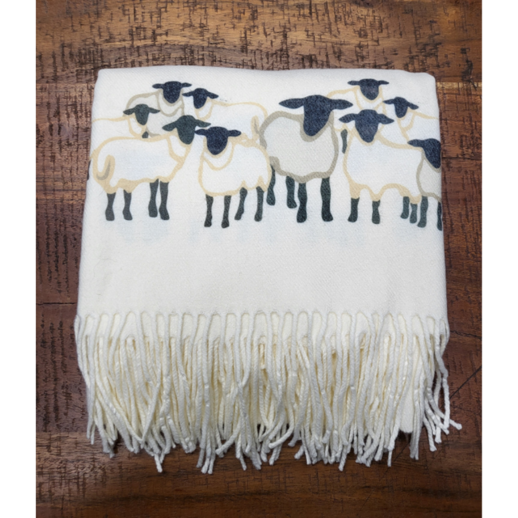 Art on Scarves Cashmere Sheep Scarf: Cream