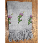 Art on Scarves Cashmere Thistle & Bee Scarf: Gray