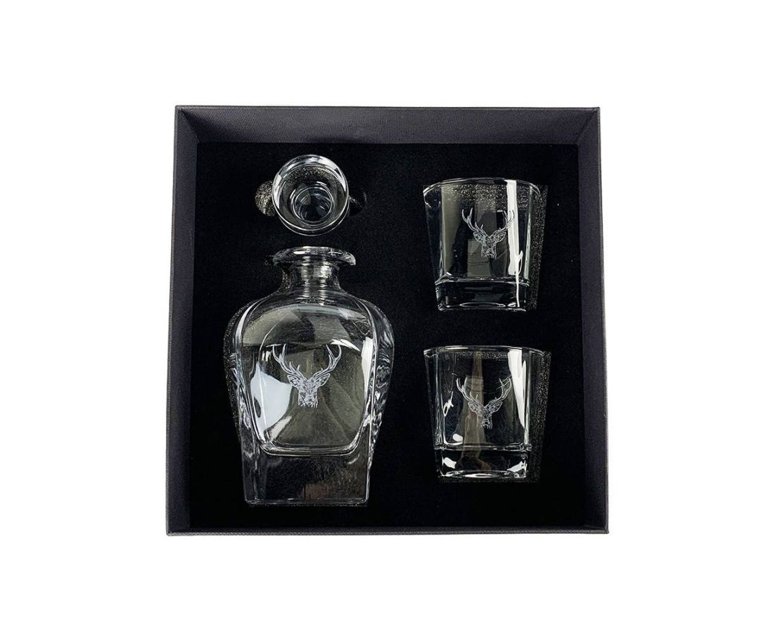 Selbrae House Decanter and Glass Set- Stag
