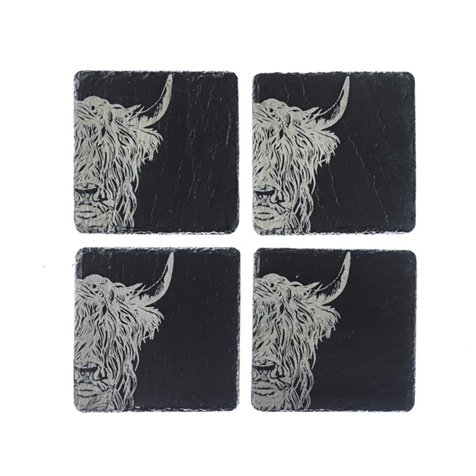 Selbrae House Highland Cows Slate Coasters Set - 4