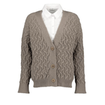 McConnell Woolen Mills 3 Button Wool Cropped Cardigan Taupe: